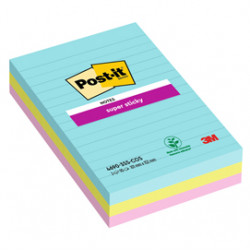 Cf. 3pz blocco 90fg. Post-it® Super Sticky RIGHE 101x152mm 4690-SS3COS Cosmic