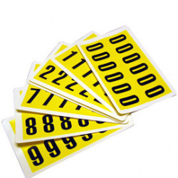 Numeri adesivi 0-9 38 x 21mm 12et/fg. nero/giallo Beaverswood