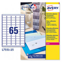Poliestere adesivo L7551 trasparente 25fg A4 38,1X21,2mm (65et/fg) laser Avery