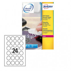 Poliestere adesivo L6112 bianco antimanomissione 20fg A4 Ø40mm (24et/fg)laser