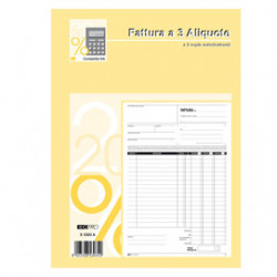 BLOCCO FATTURE 3 ALIQUOTE IVA 2COPIE 50FOGLI AUTORIC. 29,7X21 E5303A