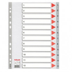 Separatore in PPL grigio numerico 1-12 A4 22,5x29,7cm ESSELTE