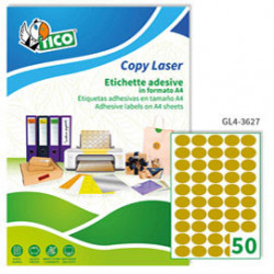 Etichetta adesiva GL4 ovale oro satinata 100fg A4 36x27mm (50et/fg) Tico