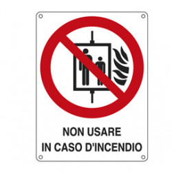 CARTELLO ALLUMINIO 11,5x16cm 'NON USARE IN CASO DI INCENDIO'