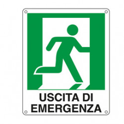 CARTELLO ALLUMINIO 25x31cm 'USCITA DI EMERGENZA A DX'