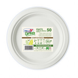 50 Piatti frutta Ø170mm BIODEGRADABILI Dopla Green art.7758