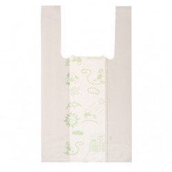 Scatola 500 Shoppers bianchi MINI 17µ 22x40CM 6,5+6,5cm Mater-Bi